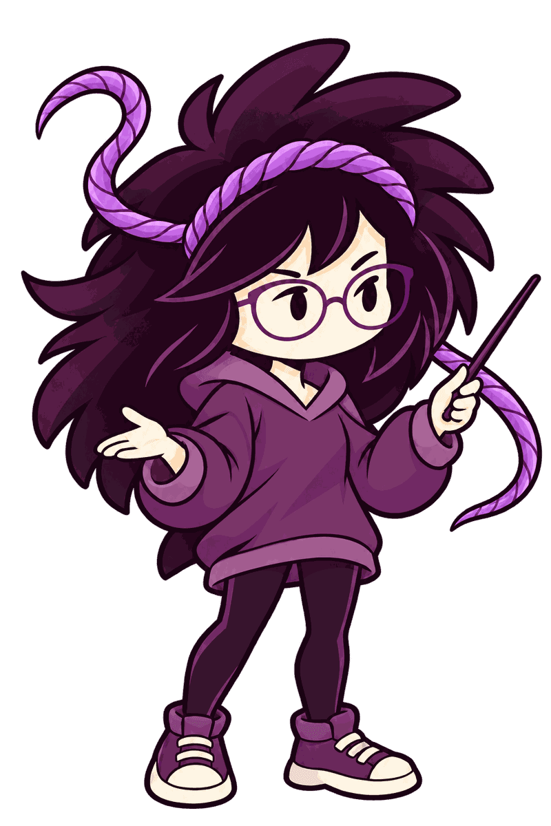 Lia pointing with her wand